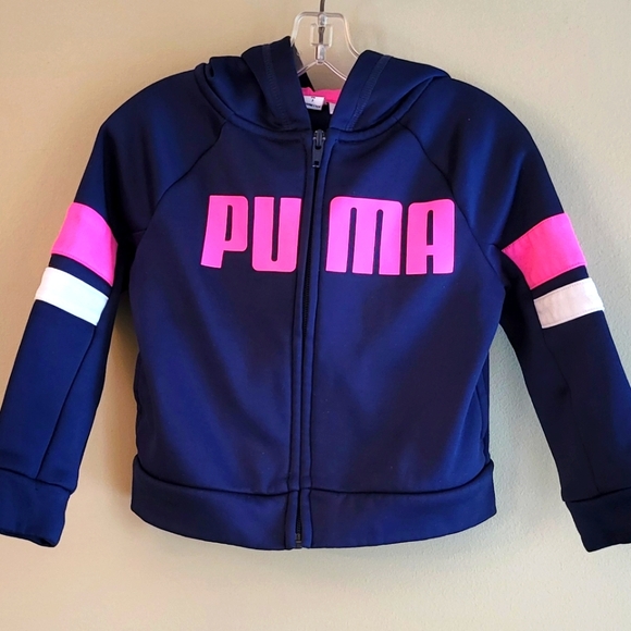 Puma navy/pink zip up hoodie - Picture 1 of 4